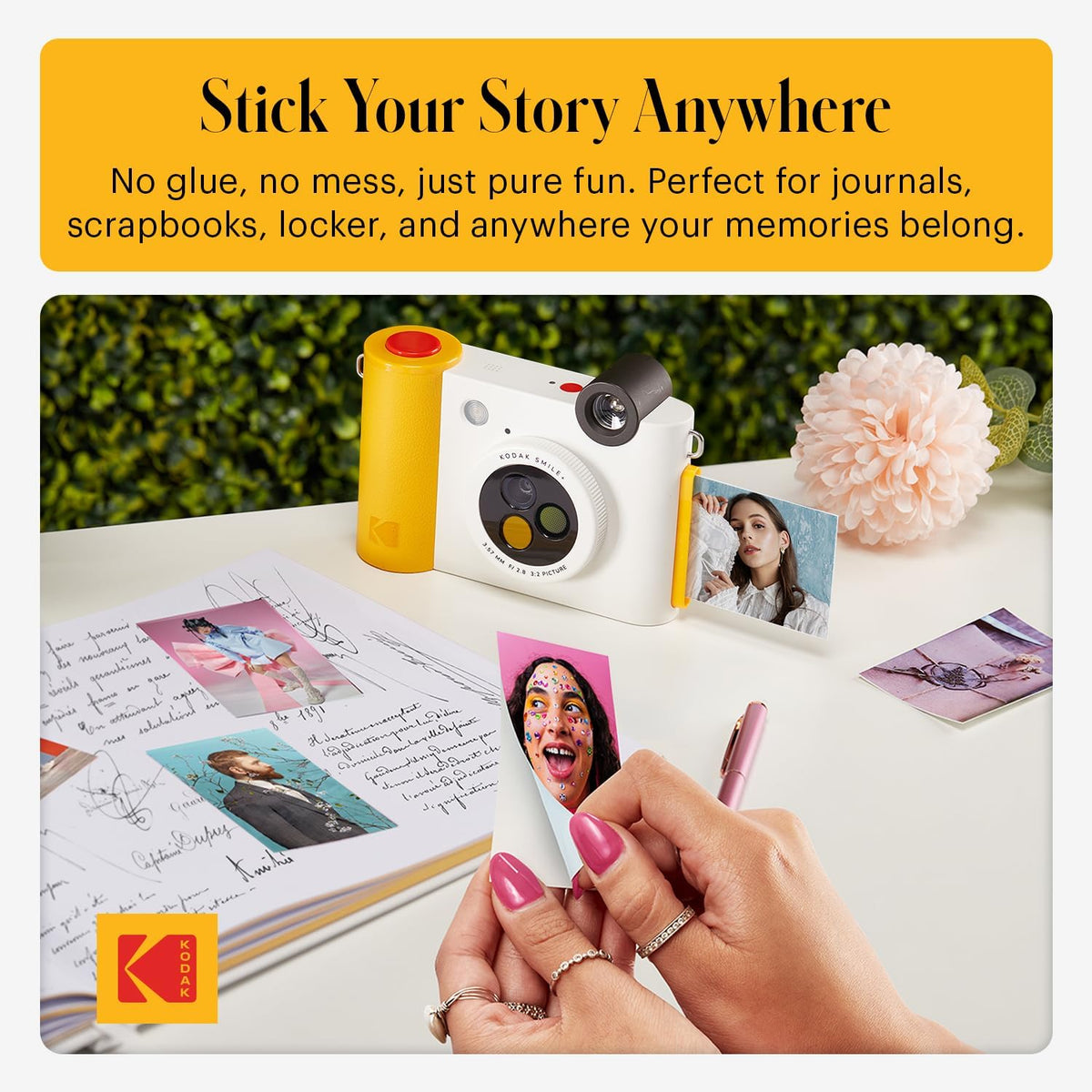 Kodak Smile+ 2-in-1 Digital Instant Camera & Wireless Bluetooth Photo Printer, 10MP, Special-Effect Rotating Lens, Zink 2x3 (5.1x7.5 cm) Sticky-Back Photos, Print via App from Smart Devices, White