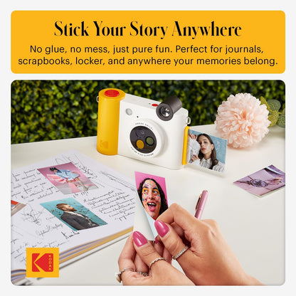 Kodak Smile+ 2-in-1 Digital Instant Camera & Wireless Bluetooth Photo Printer, 10MP, Special-Effect Rotating Lens, Zink 2x3 (5.1x7.5 cm) Sticky-Back Photos, Print via App from Smart Devices, White