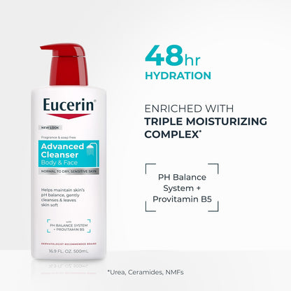 Eucerin Advanced Repair Body and Face Cleanser, 16.9 FL OZ