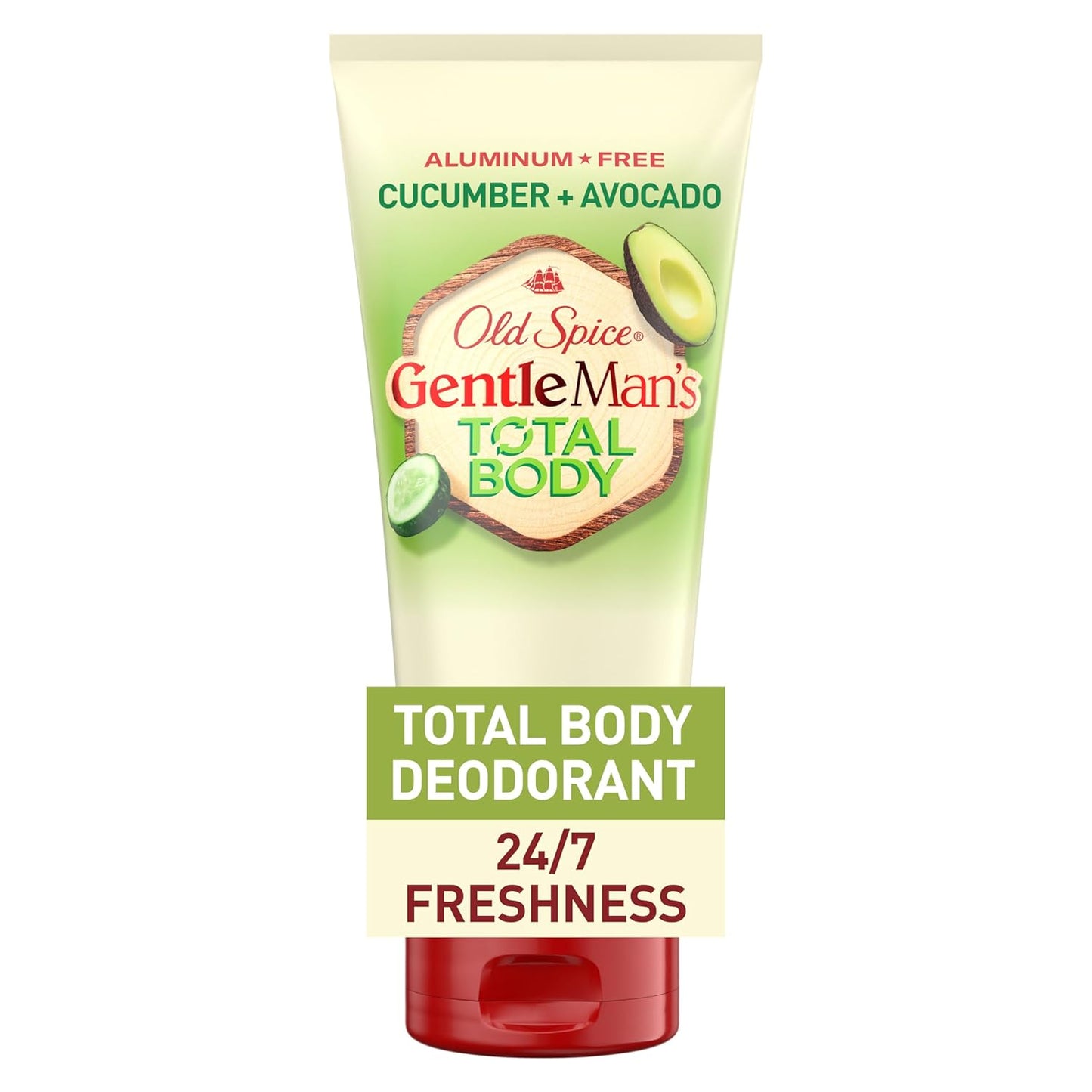 Old Spice Whole Body Deodorant Cream for Men, Aluminum Free, Cucumber + Avocado Scent, 24/7 Odor Protection, 24/7 Lasting Freshness, Dermatologist Tested, Gentle on Skin, Safe to Use All Over, 3.0 oz