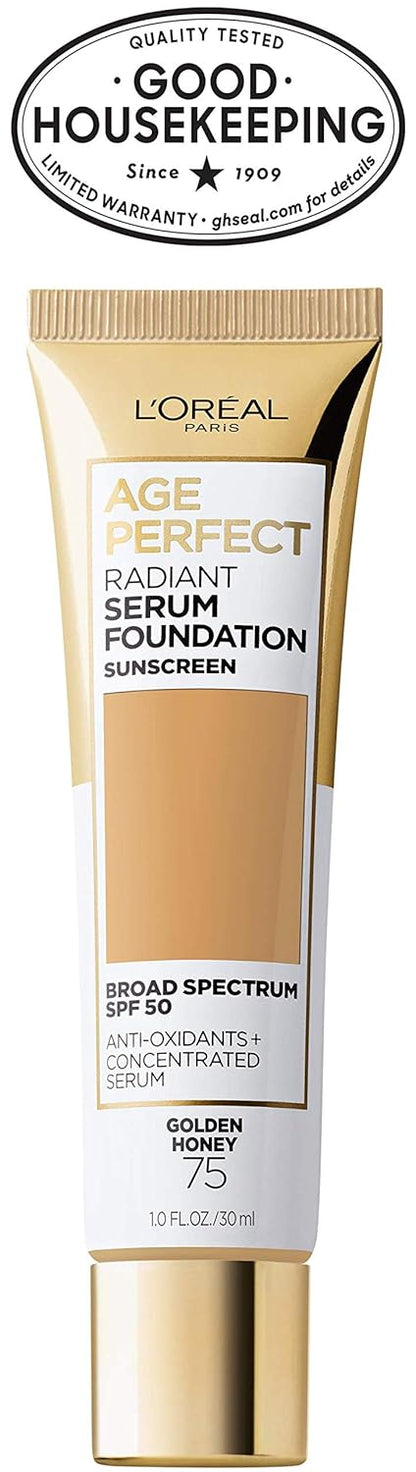 L'Oreal Paris Age Perfect Radiant Serum Foundation with SPF 50, Golden Honey, 1 Ounce