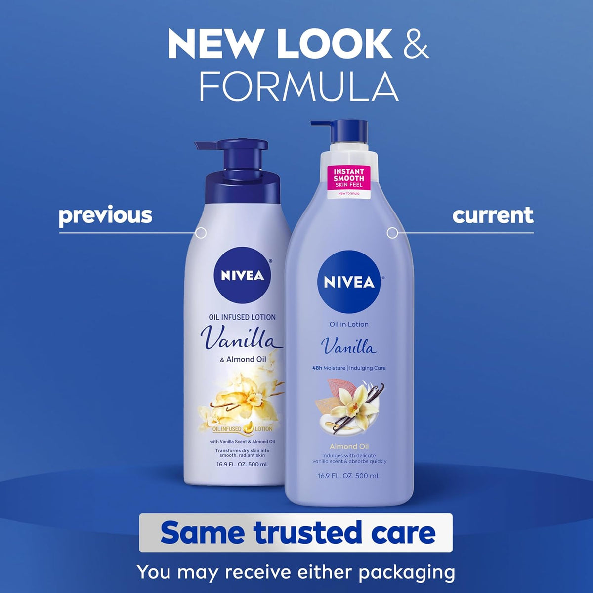 NIVEA Oil In Lotion Body Lotion, Vanilla and Almond Oil, 3 x 16.9 FL OZ
