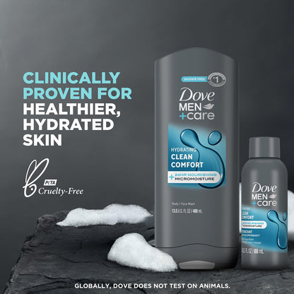 Dove Men+Care Body + Face Wash 6-Pack – Clean Comfort with 24HR Nourishing MicroMoisture, Lemon & Cedarwood Scent, 13.5 Oz Ea