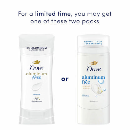 Dove Deodorant Stick Sensitive for 72 Hour Odor Protection Aluminum Free 2.4 oz