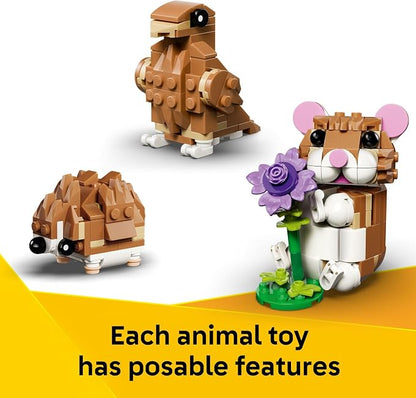 LEGO Creator 3 in 1 Cute Hamster with a Flower Building Toy for Girls & Boys, Ages 7+ - Kids Build a Hamster, Hedgehog or Eagle Animal Figure - Gift Idea for Birthdays - 31376