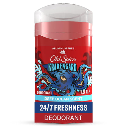 Old Spice Aluminum Free Deodorant for Men, 24/7 Freshness & Lasting Scent, Long Lasting Protection, Legendary Fragrance to Fight Odors, Krakengard Deep Ocean Scent, 1.8oz
