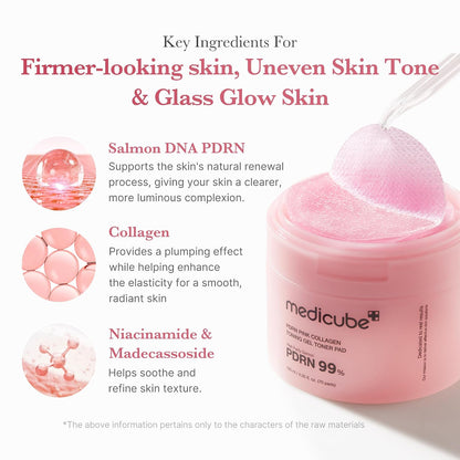medicube Toner Pads Salmon DNA PDRN Pink Collagen Jelly Pad for Soothing