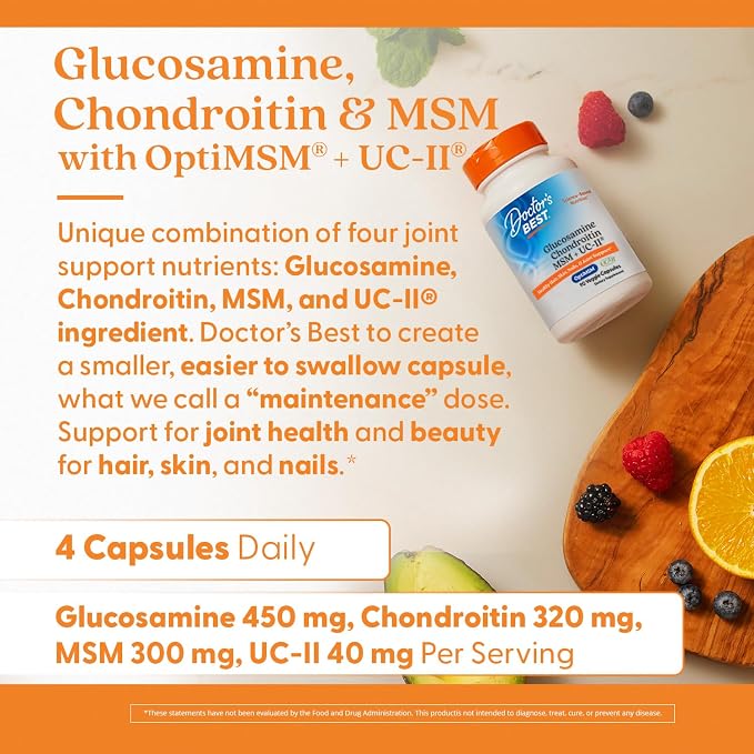 Doctor's Best Glucosamine Chondroitin MSM + UC-II, Non GMO, 90 Veg Capsules