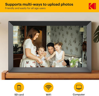 KODAK 15.6 Inch Large WiFi Digital Picture Frame, 1920x1080 FHD Touch Screen Electronic Photo Frame with AI Photo Art, 32GB Storage, 6 Ways Sharing Photos & Videos, for Mom Family