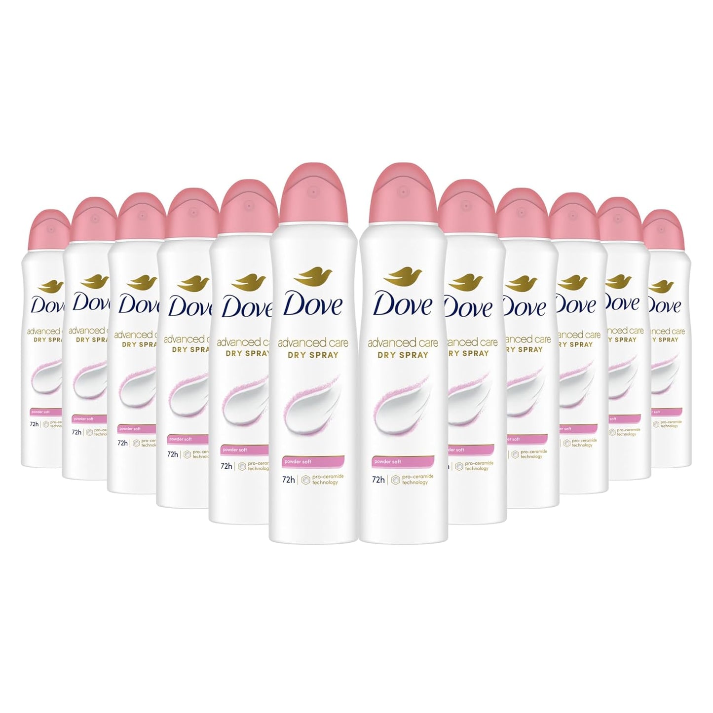 Dove Advanced Care Antiperspirant Deodorant Spray Powder Soft Pack of 12 to help skin barrier repair after shaving 72hour antiperspirant deodorant for soft underarms with boosted ceramide levels 3.8oz