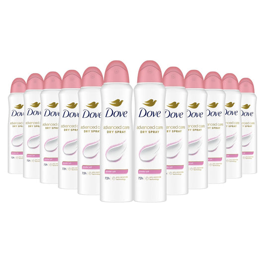 Dove Advanced Care Antiperspirant Deodorant Spray Powder Soft Pack of 12 to help skin barrier repair after shaving 72hour antiperspirant deodorant for soft underarms with boosted ceramide levels 3.8oz
