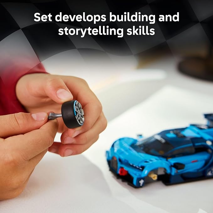 LEGO Speed Champions Bugatti Vision Gran Turismo Hyper Sports Car Building Toy for Kids & Gamers - Building Set W/Bugatti Driver Minifigure for Boys & Girls, Ages 9+ - Gift Idea for Birthdays - 77253