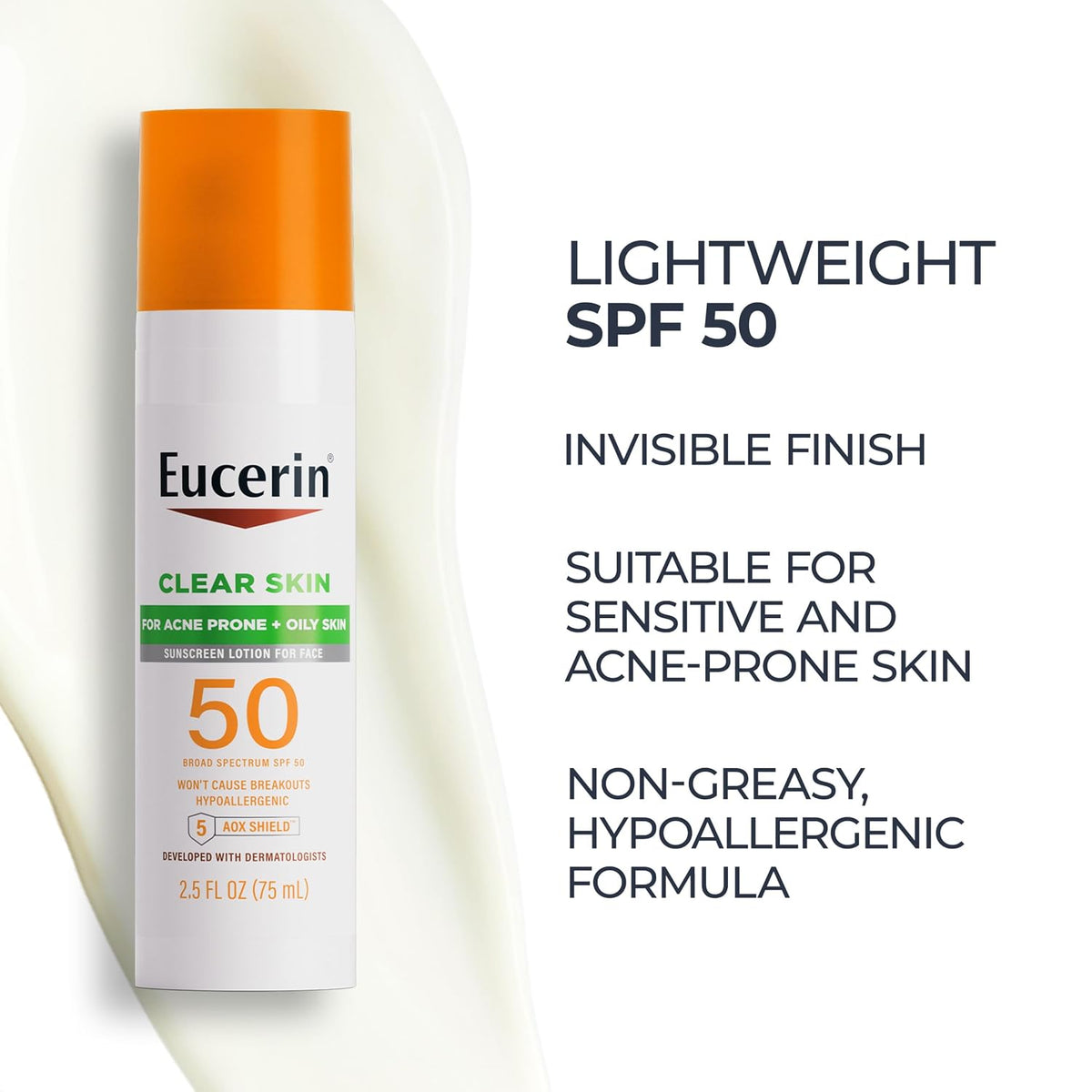 Eucerin Clear Skin Face Sunscreen Lotion, SPF 50, 2.5 FL OZ