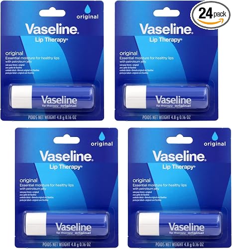 Vaseline Lip Therapy Care Original,Fast-Acting Nourishment,Ideal for Chapped,Dry,Cracked,or Damaged Lips,Lip Balm,0.16 Ounce,(Pack of 24)