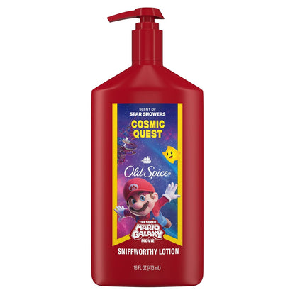 Old Spice Hand and Body Lotion for All Skin Types, x The Super Mario Galaxy Movie, 24/7 Lightweight Moisturization, Smell Super with Cosmic Quest, Scent of Star Showers, 16oz