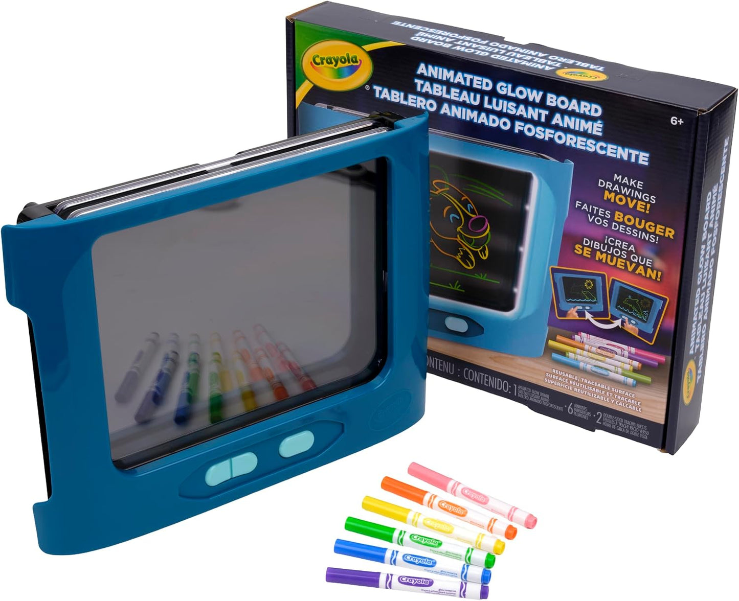 Crayola Animated Glow Board, DualScreen LED Drawing Board with Light Animation, Light Up Tracing Projector, Gift for Kids, Toys for Boys & Girls, Ages 6+