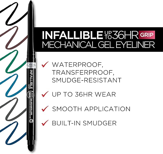 L'Oreal Paris Infallible Grip Mechanical Gel Eyeliner Pencil, Smudge-Resistant, Waterproof Eye Makeup with Up to 36HR Wear, Taupe Grey, 0.01 Oz