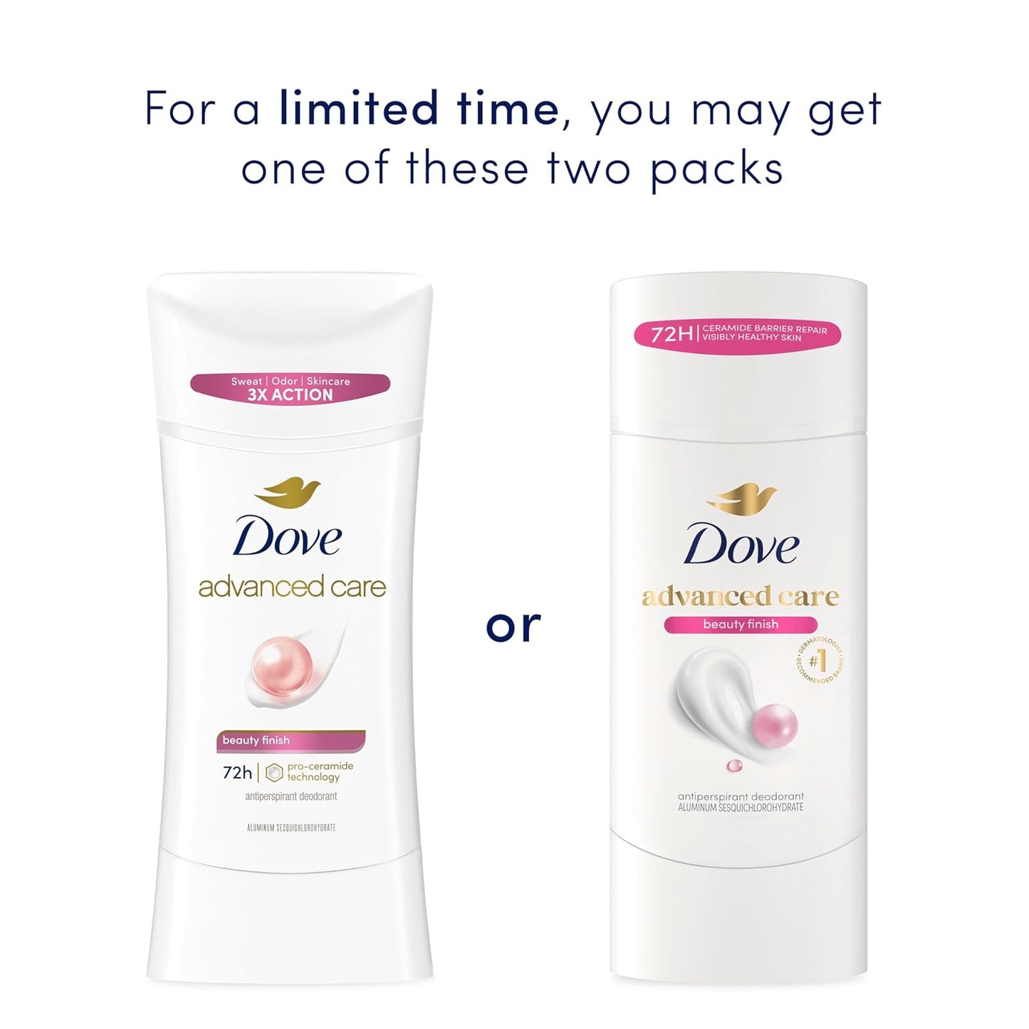 Dove Advanced Care Antiperspirant Deodorant Stick Beauty Finish for Helping Repair Skin Barrier After Shaving, with 72-Hour Sweat & Odor Protection, 2.6 oz