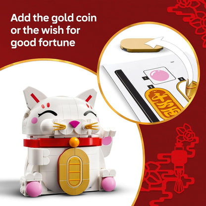 LEGO Lucky Cat Building Toy for Girls & Boys - Smiling Cat W/Waving Paw Function for Kids, Ages 9+ - Home Decor for Spring Festival & Chinese New Year Celebrations - Gift Idea for Birthdays - 40813