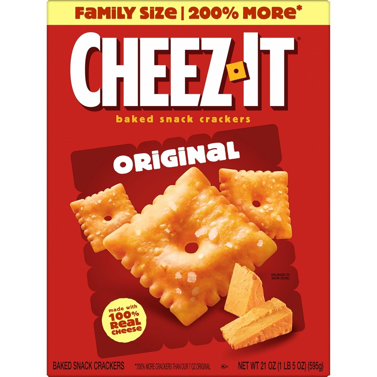 Cheez-It Cheese Crackers, Baked Snack Crackers, Lunch Snacks, Family Size, Original, 21oz Box (1 Box)