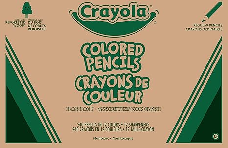 Crayola Colored Pencils Classpack (240ct), Teacher Must Haves, Classroom Essentials, Bulk Colored Pencils for Kids, 12 Colors, Back to for School Coloring Supplies