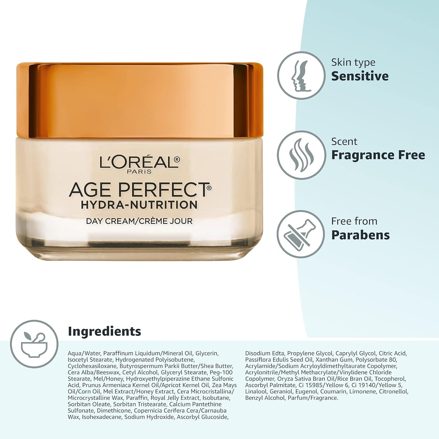 L'Oreal Paris Skincare Age Perfect Hydra-Nutrition Anti-Aging Day Cream with Manuka Honey Extract, 1.7 Ounce