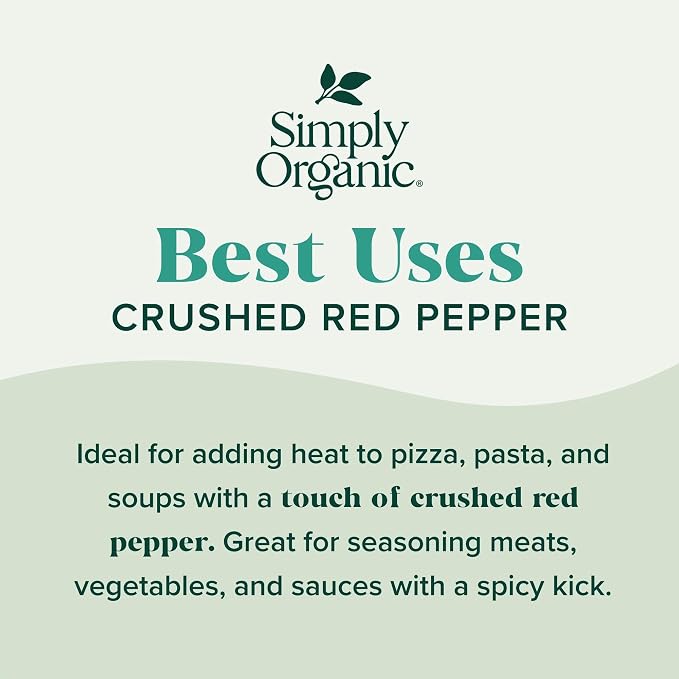 Simply Organic Red Pepper Crushed, Certified Organic, Kosher, Bottled Spices | 1.59 Ounce (Pack of 2)