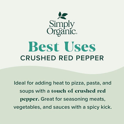 Simply Organic Red Pepper Crushed, Certified Organic, Kosher, Bottled Spices | 1.59 Ounce (Pack of 2)