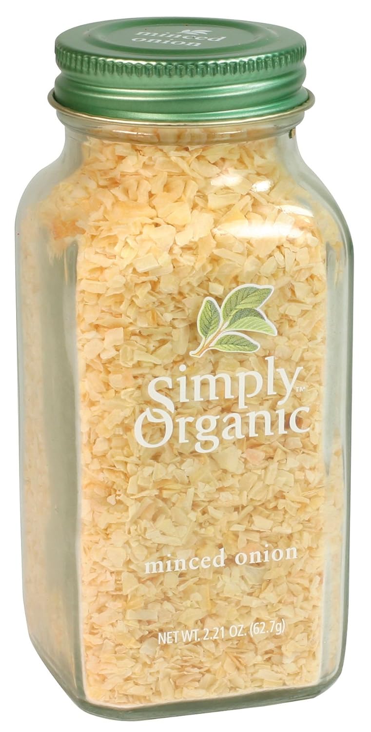 Simply Organic Certified Organic Minced White Onion, 2.21-Ounce Jar, Warm, Sweet, Salty Flavor For Stews & Soups, Kosher (Pack of 2)