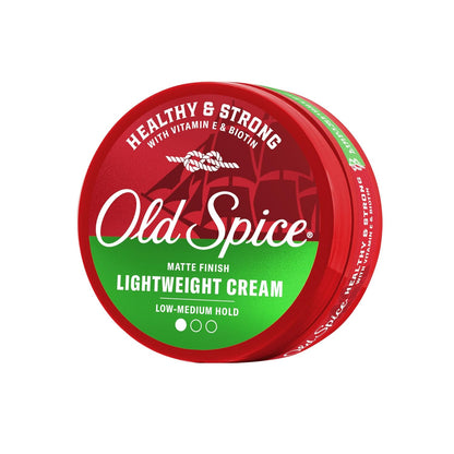 Old Spice Mens Hair Cream, Lightweight Cream, Healthy & Strong with Vitamin E & Biotin, Mens Hair Styling, Low-Medium Hold, Matte Finish, 2.22 oz