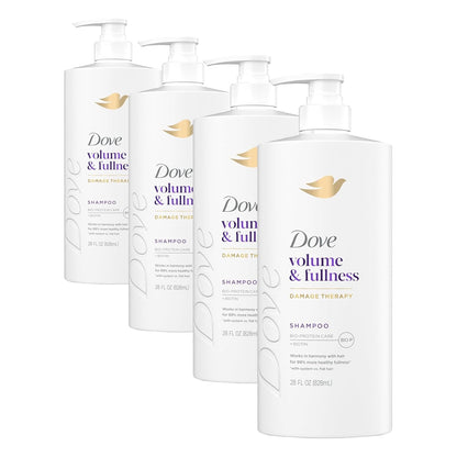 Dove Shampoo Volume & Fullness for Fine, Thin Hair with Bio-Protein Care Technology and Biotin 28 Fl Oz (Pack of 4)