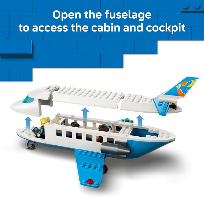LEGO City Passenger Jet 60492 | Building Toys for Boys & Girls, Ages 4+, Airplane Toy Set W/ 4 Minifigures, Pretend Play, 118 pieces, Gift for Birthdays