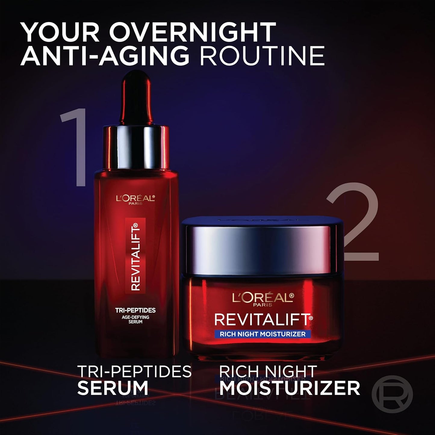 L'Oreal Paris Revitalift Triple Power Rich Night Cream, Anti Aging Moisturizer With Glycolic Acid, Vitamin C & Hyaluronic Acid, Visibly Smooths Texture, Reduces Fine Lines & Evens Skin Tone, 2.55 oz