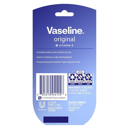 Vaseline Lip Therapy Original Mini Counter Display 2-Packs (12 Jars) – Bulk Lip Balm, Moisturizer for Soft, Smooth & Glossy Lips, 0.25 Oz Ea