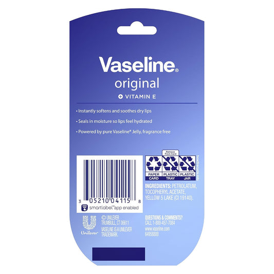 Vaseline Lip Therapy Original Mini Counter Display 2-Packs (12 Jars) – Bulk Lip Balm, Moisturizer for Soft, Smooth & Glossy Lips, 0.25 Oz Ea