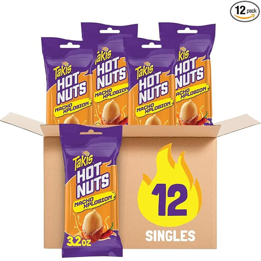 Takis Nacho Xplosion Hot Nuts Double-Crunch Peanuts, 12 pc / 3.2 oz Box