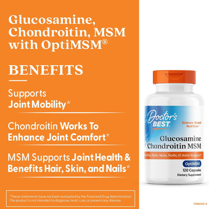 Doctor's BEST Glucosamine Chondroitin MSM, Non GMO, 120 Capsules