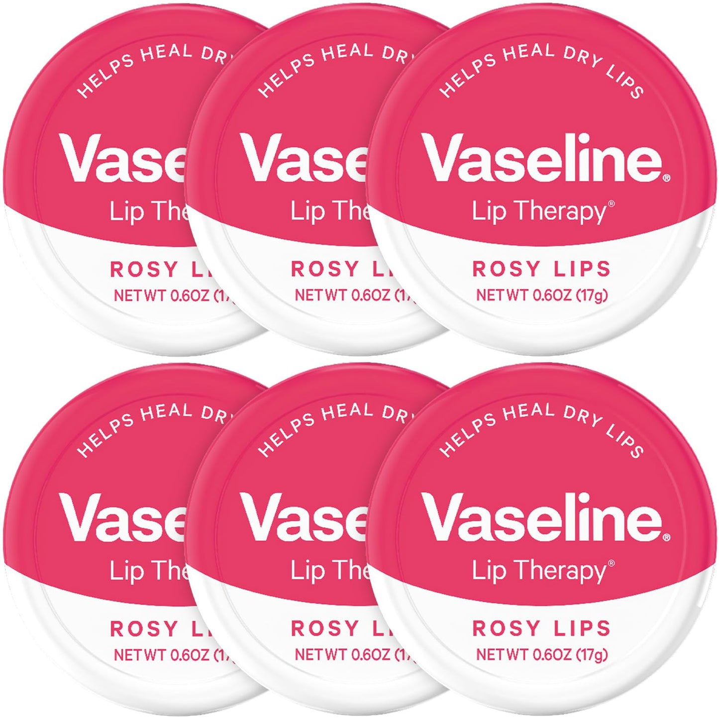 Vaseline Lip Therapy Lip Balm Tin Rosy Lips 0.6 oz 6 Count