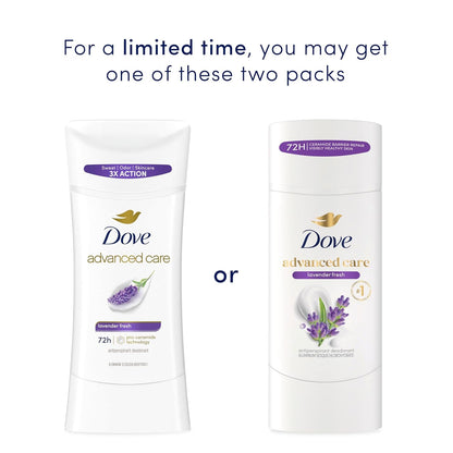 Dove Advanced Care Antiperspirant Deodorant Stick Lavender Fresh for Helping Repair Skin Barrier After Shaving, with 72-Hour Sweat & Odor Protection, 2.6 oz