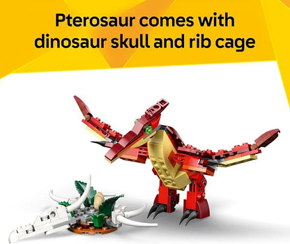 LEGO Creator 3 in 1 Fierce Dinosaur Building Toy for Boys & Girls, Ages 8+ - Gift for Birthdays - Kids Build 1 of 3 Prehistoric Animal Figures - 31379