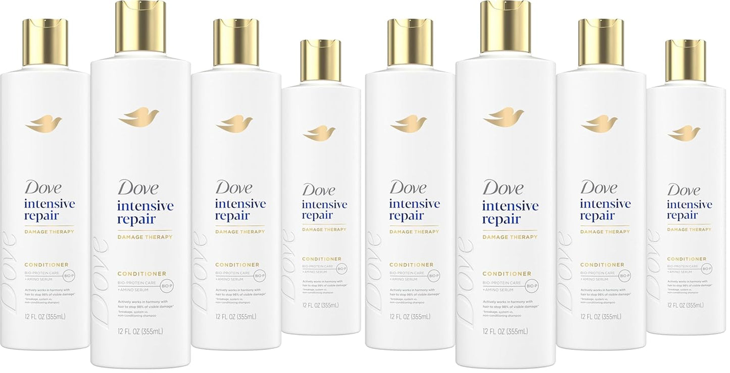 Dove Conditioner Intensive Repair for Damaged Hair Bio-Protein Care Technology and Amino Serum 12 oz,(Pack of 8)