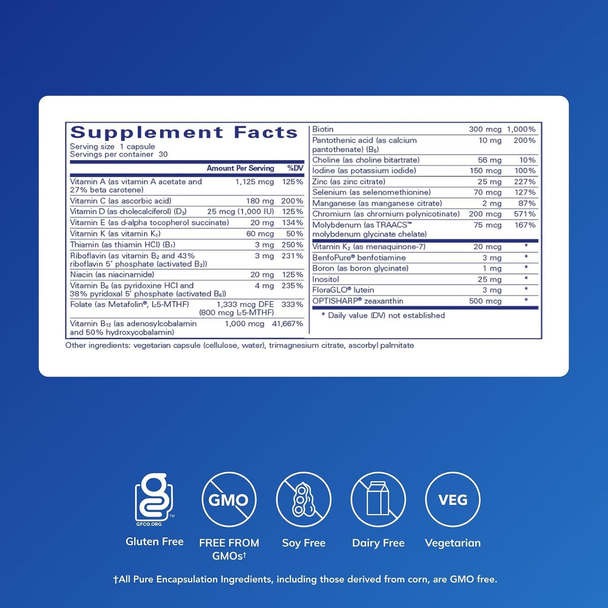 Pure Encapsulations PureGenomics Multivitamin, 30 Capsules