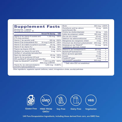 Pure Encapsulations PureGenomics Multivitamin, 30 Capsules