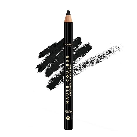 L'Oreal Paris Haute Couleur Kohl Eyeliner Pencil, Intense Eye Liner Color with Smooth Gel-Like Formula, Up To 12HR Eye Makeup Wear, 110 Black Silk