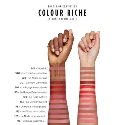 L'Oreal Paris Colour Riche Intense Volume Matte Lipstick, Lip Color Infused with Hyaluronic Acid for up to 16hr All Day Comfort, Le Rouge Determination, 0.06 oz (Pack of 2)