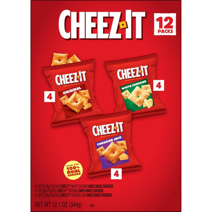 Cheez-It Cheese Crackers, Baked Snack Crackers, Lunch Snacks, Variety Pack, 12.1oz Box (12 Packs)