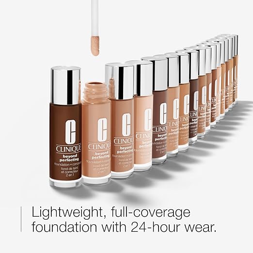 Clinique Beyond Perfecting Lightweight Liquid Foundation + Concealer For Dry Combination to Oily Skin Types | Full Coverage + Natural Matte Finish