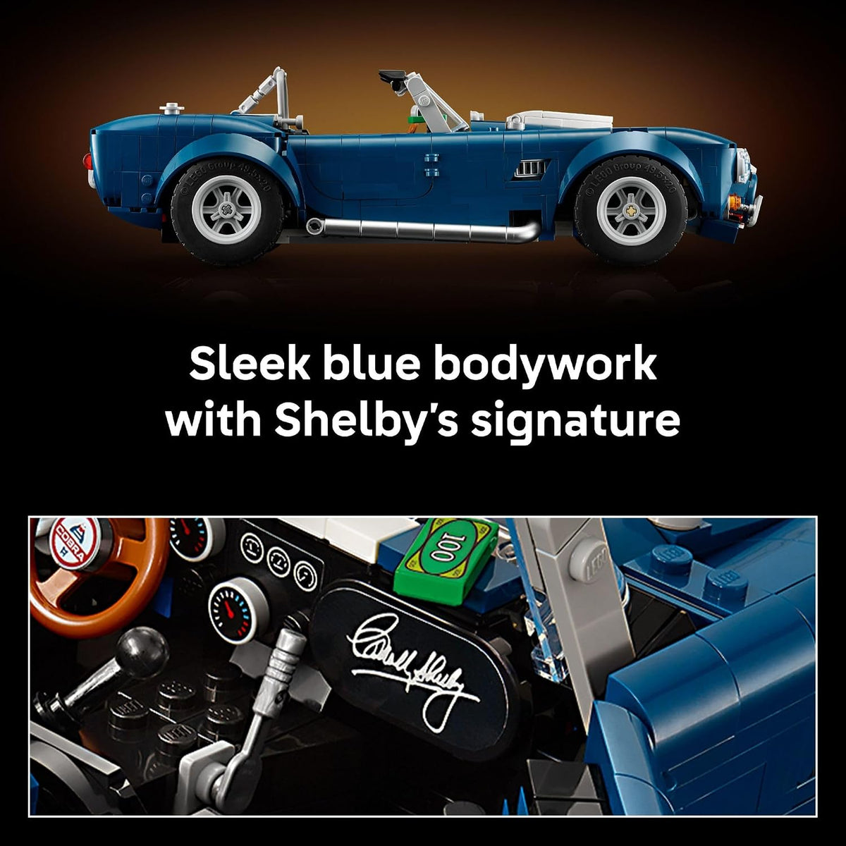 LEGO Icons Shelby Cobra 427 S/C Car Building Set for Adults - Bedroom, Office, or Book Shelf Decor for Sports Car Fans, Ages 18+ - Gift Idea for Birthdays - 10357