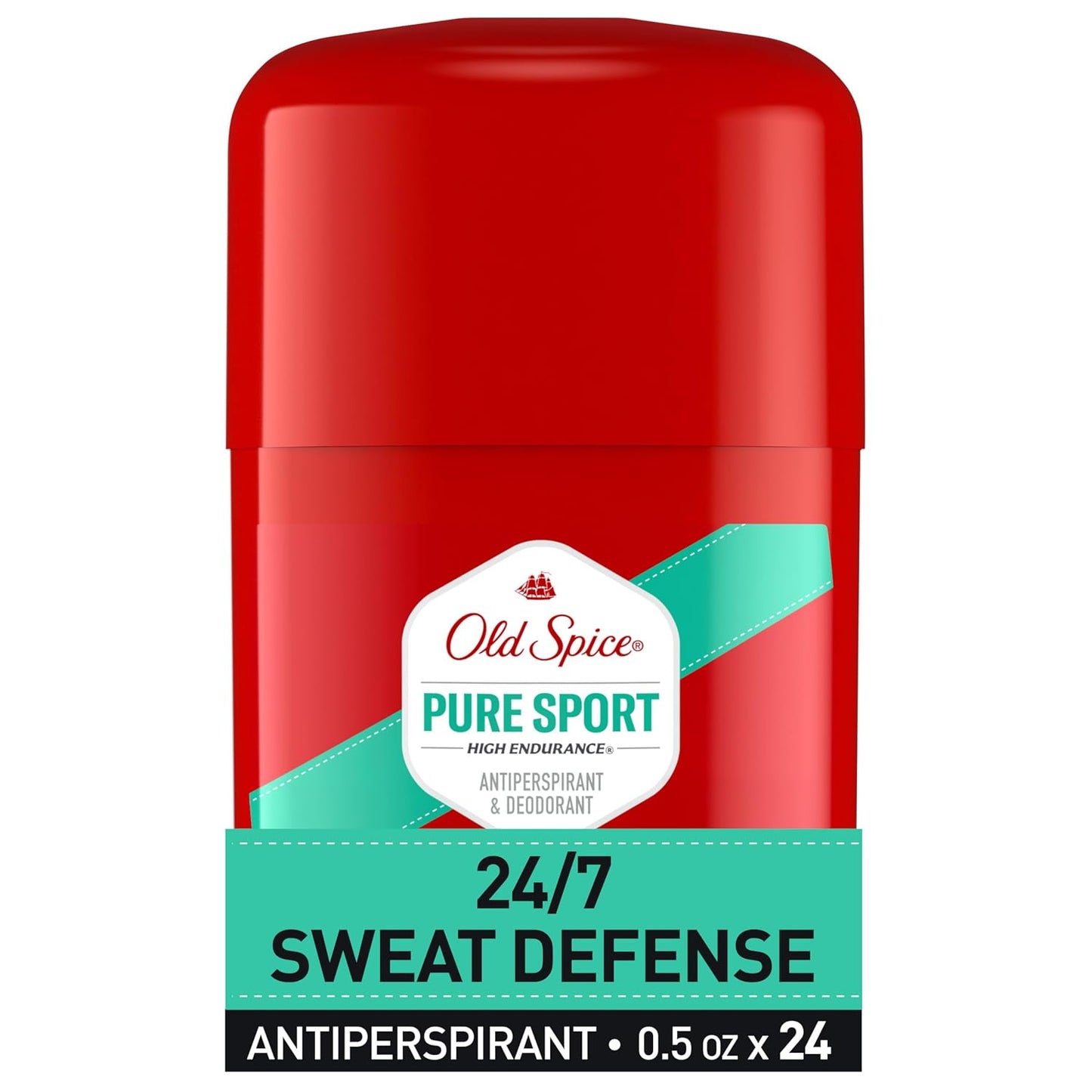 Old Spice Antiperspirant Deodorant For Men, High Endurance, 24/7 Sweat Defense & Odor Protection, 24/7 Freshness & Lasting Scent, Pure Sport Scent, 0.5 oz (Pack of 24)