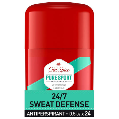 Old Spice Antiperspirant Deodorant For Men, High Endurance, 24/7 Sweat Defense & Odor Protection, 24/7 Freshness & Lasting Scent, Pure Sport Scent, 0.5 oz (Pack of 24)